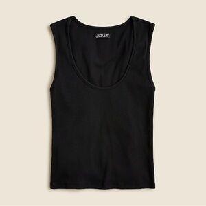 J.Crew Cropped fine rib scoopneck tank top Black